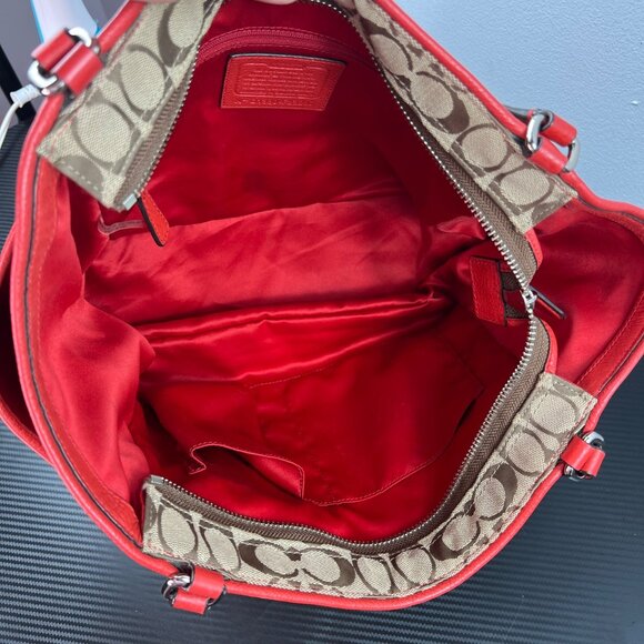 Coach 23297 Park Signature C Print Carrie Tote Shoulder Bag Purse Vermilion - Picture 11 of 16
